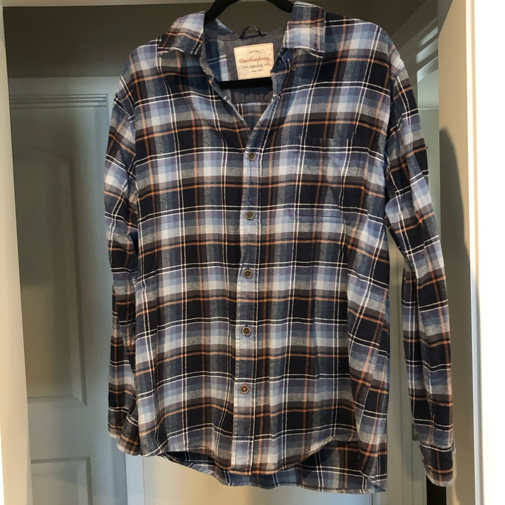 Blue and tan flannel